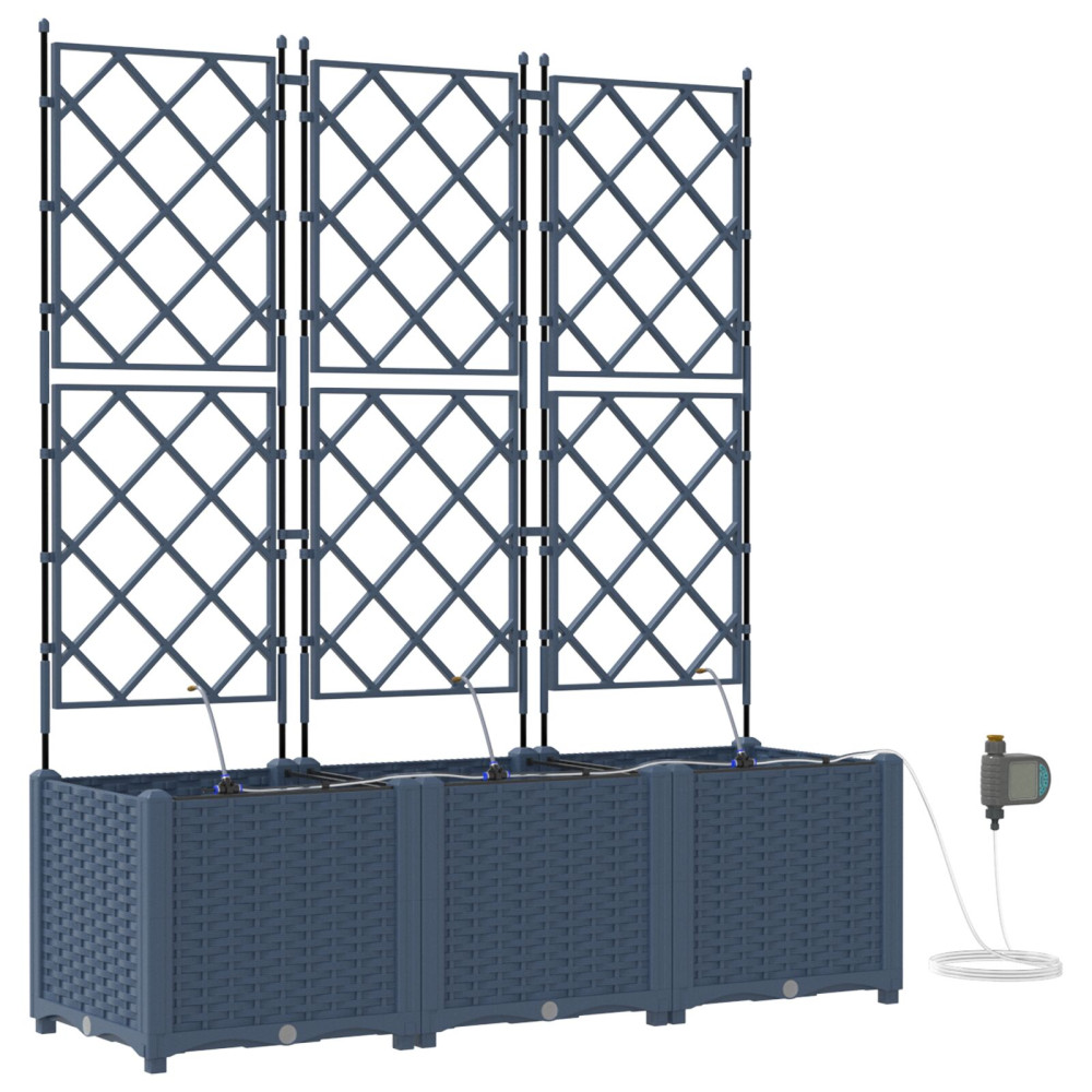 Produktbild för Trädgårdsplanterare 3 st Grå 120 x 40 x 142 cm PP