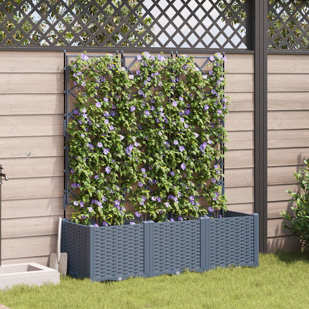 Produktbild för Trädgårdsplanterare 3 st Ljusgrå 120 x 40 x 143 cm PP