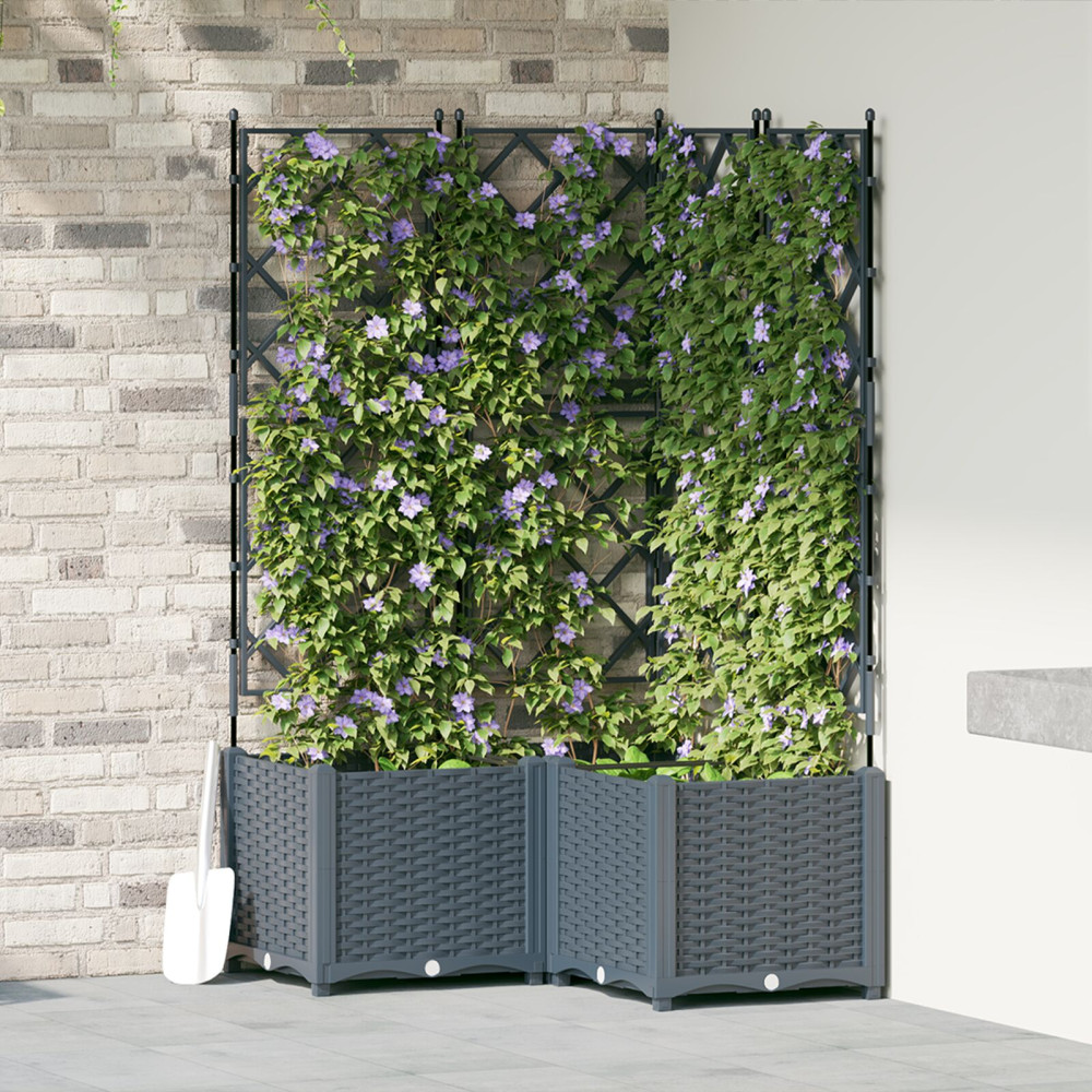 Produktbild för Trädgårdsplanterare 3 st Ljusgrå 80 x 80 x 143 cm PP