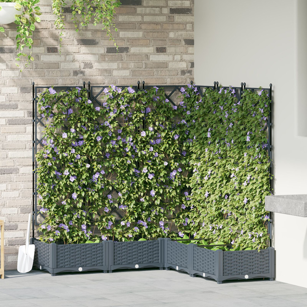 Produktbild för Trädgårdsplanterare 5 st Ljusgrå 120 x 120 x 125,5 cm PP