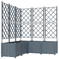 Produktbild för Trädgårdsplanterare 5 st Ljusgrå 120 x 120 x 143 cm PP