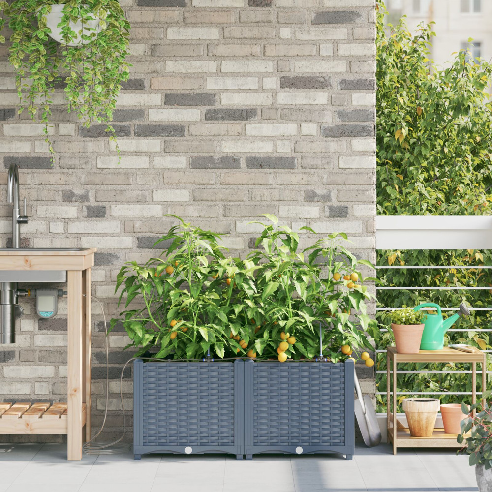 Produktbild för Trädgårdsplanterare 2 st Ljusgrå 80 x 40 x 37,5 cm PP
