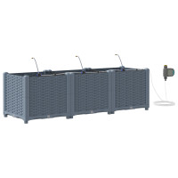 Produktbild för Trädgårdsplanterare 3 st Ljusgrå 120 x 40 x 37,5 cm PP