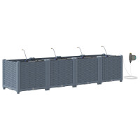 Produktbild för Trädgårdsplanterare 4 st Ljusgrå 160 x 40 x 37,5 cm PP