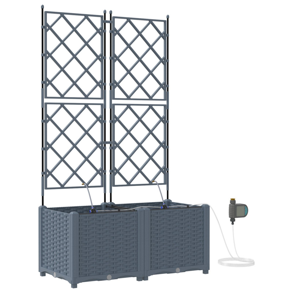 Produktbild för Trädgårdsplanterare 2 st Ljusgrå 80 x 40 x 142 cm PP