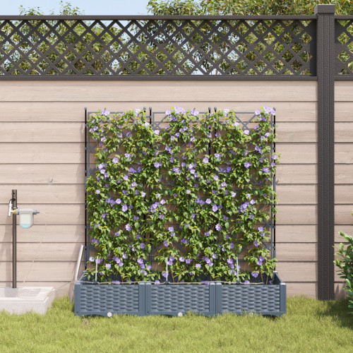 vidaXL Trädgårdsplanterare 3 st Ljusgrå 120 x 40 x 126 cm PP