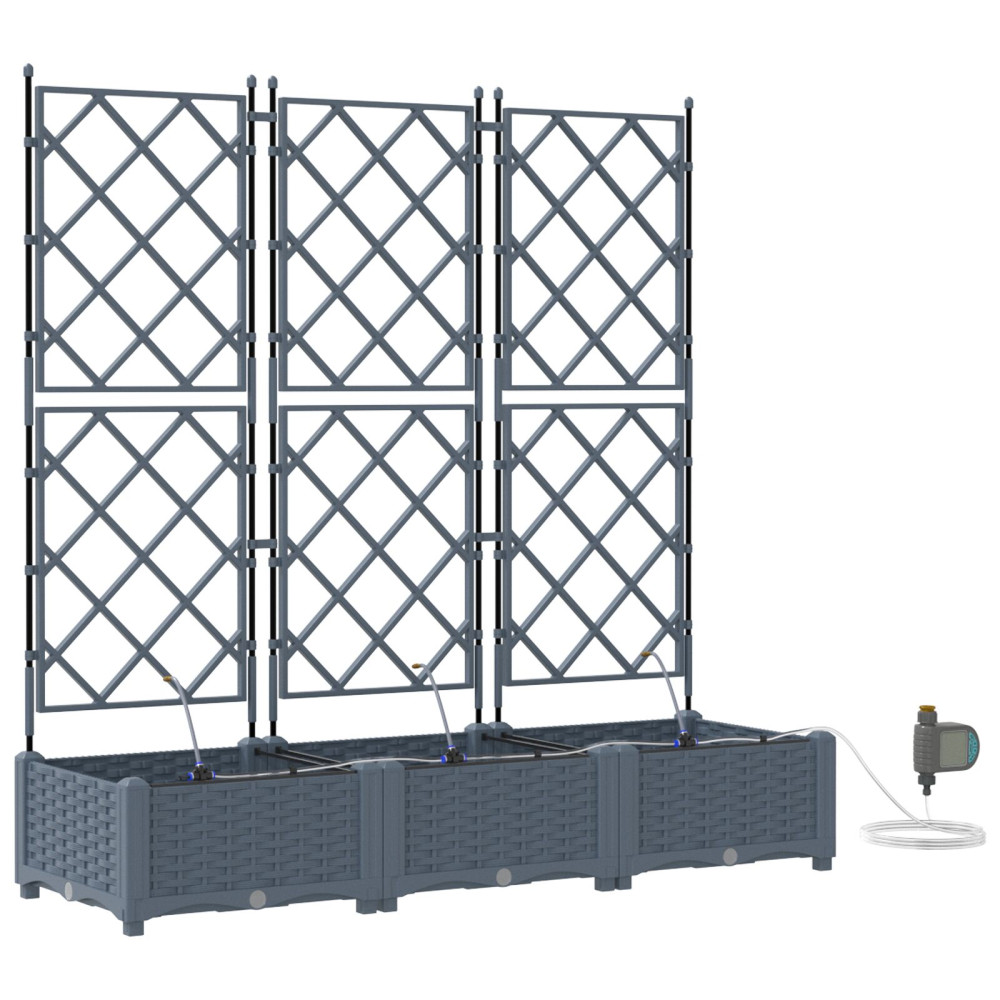 Produktbild för Trädgårdsplanterare 3 st Ljusgrå 120 x 40 x 126 cm PP