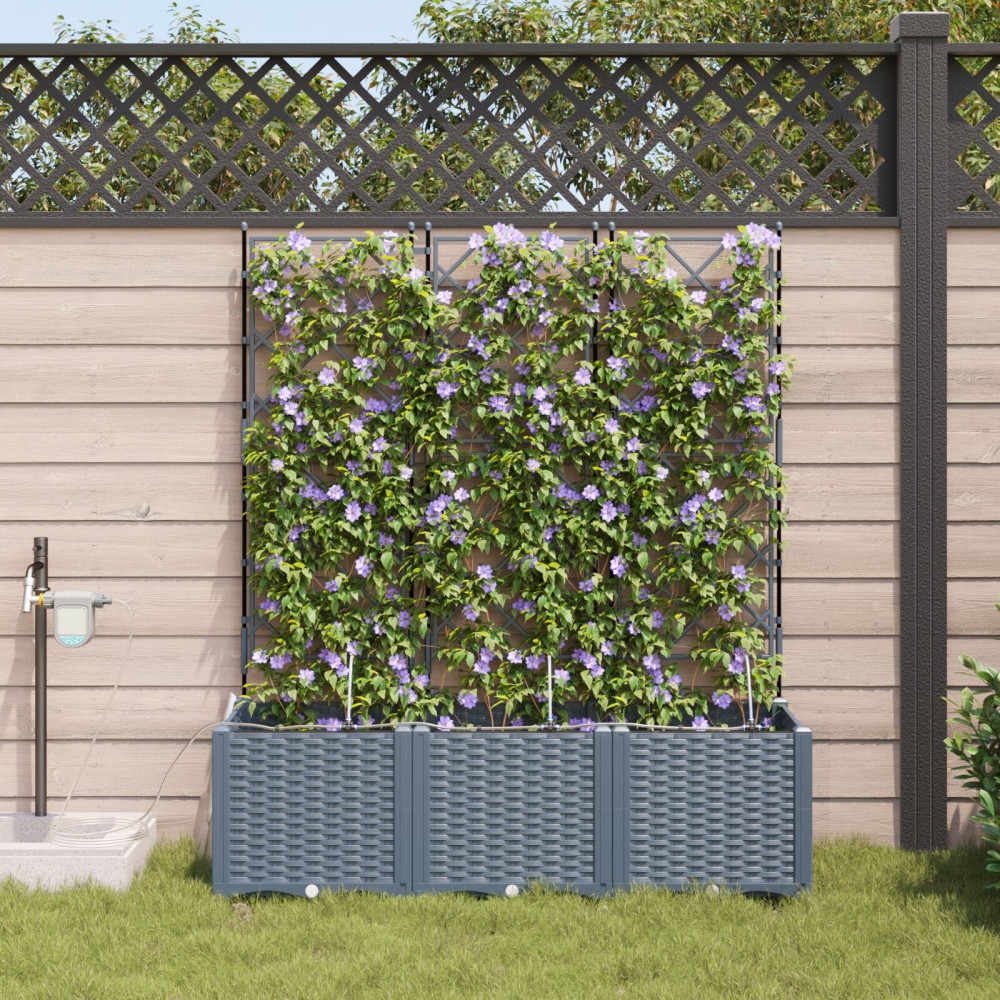 Produktbild för Trädgårdsplanterare 3 st Ljusgrå 120 x 40 x 142 cm PP