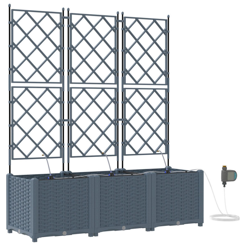 Produktbild för Trädgårdsplanterare 3 st Ljusgrå 120 x 40 x 142 cm PP