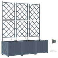 Produktbild för Trädgårdsplanterare 3 st Ljusgrå 120 x 40 x 142 cm PP