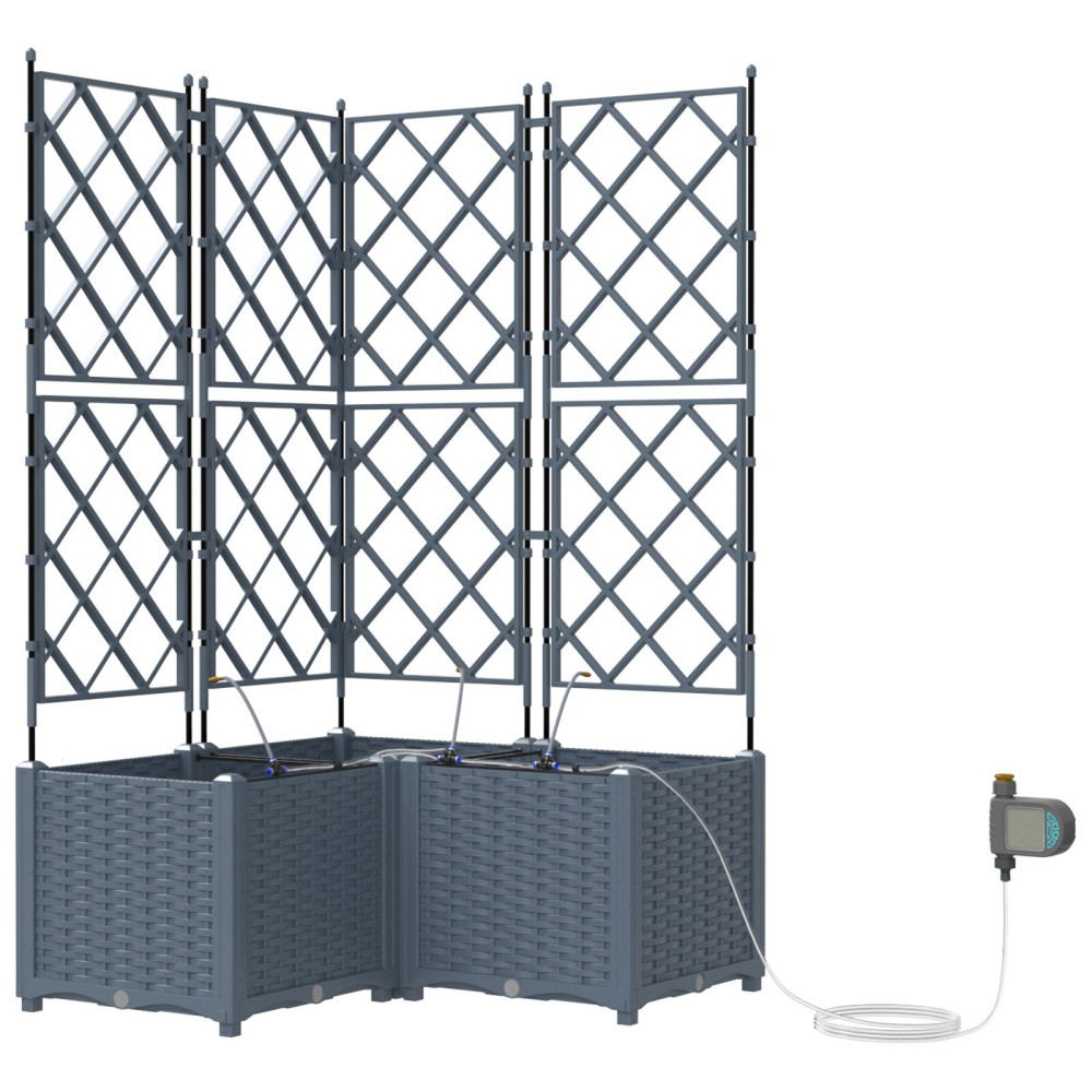 Produktbild för Trädgårdsplanterare 3 st Ljusgrå 80 x 80 x 142 cm PP