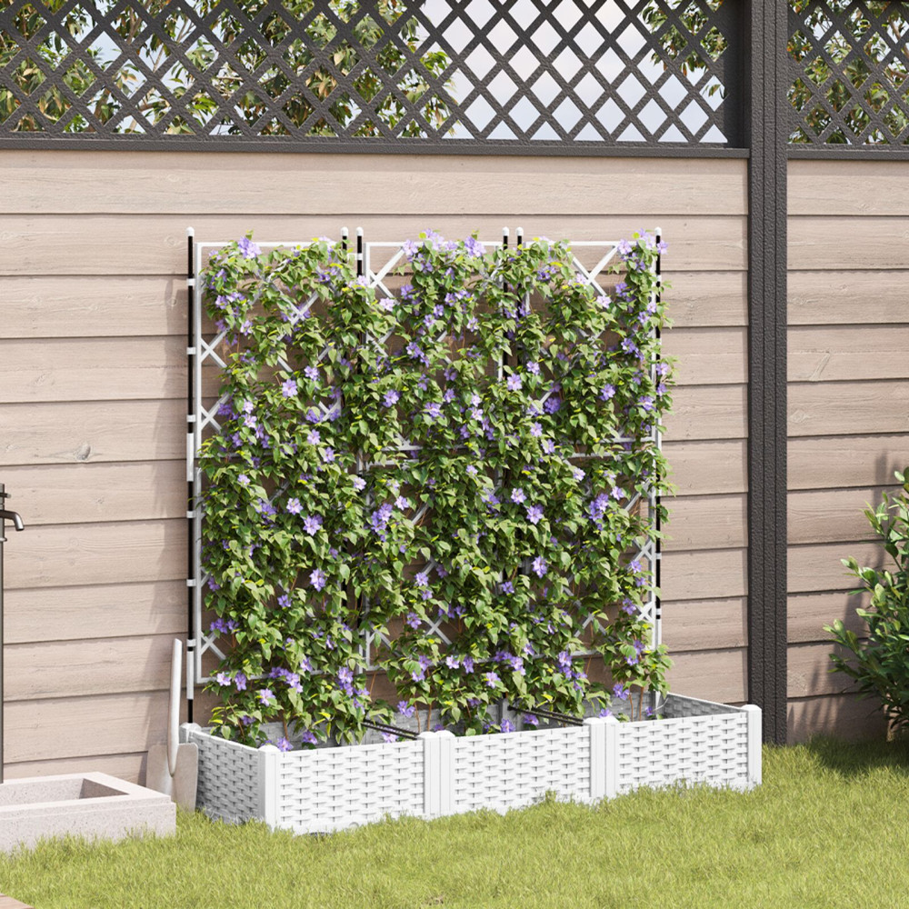 Produktbild för Trädgårdsplanterare 3 st Vit 120 x 40 x 125,5 cm PP