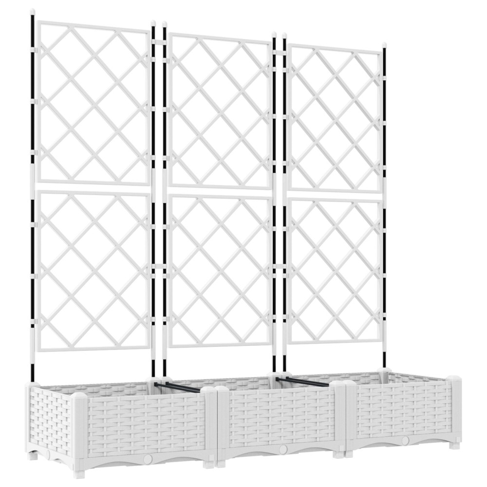 Produktbild för Trädgårdsplanterare 3 st Vit 120 x 40 x 125,5 cm PP