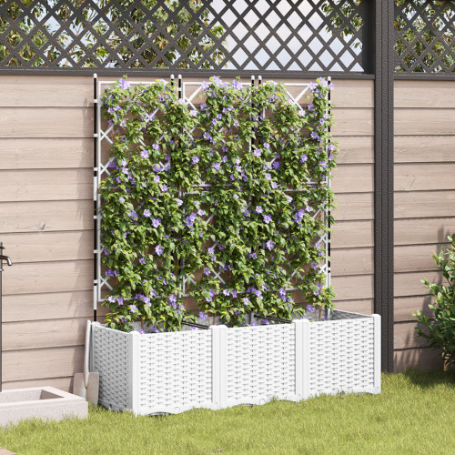 vidaXL Trädgårdsplanterare 3 st Vit 120 x 40 x 143 cm PP