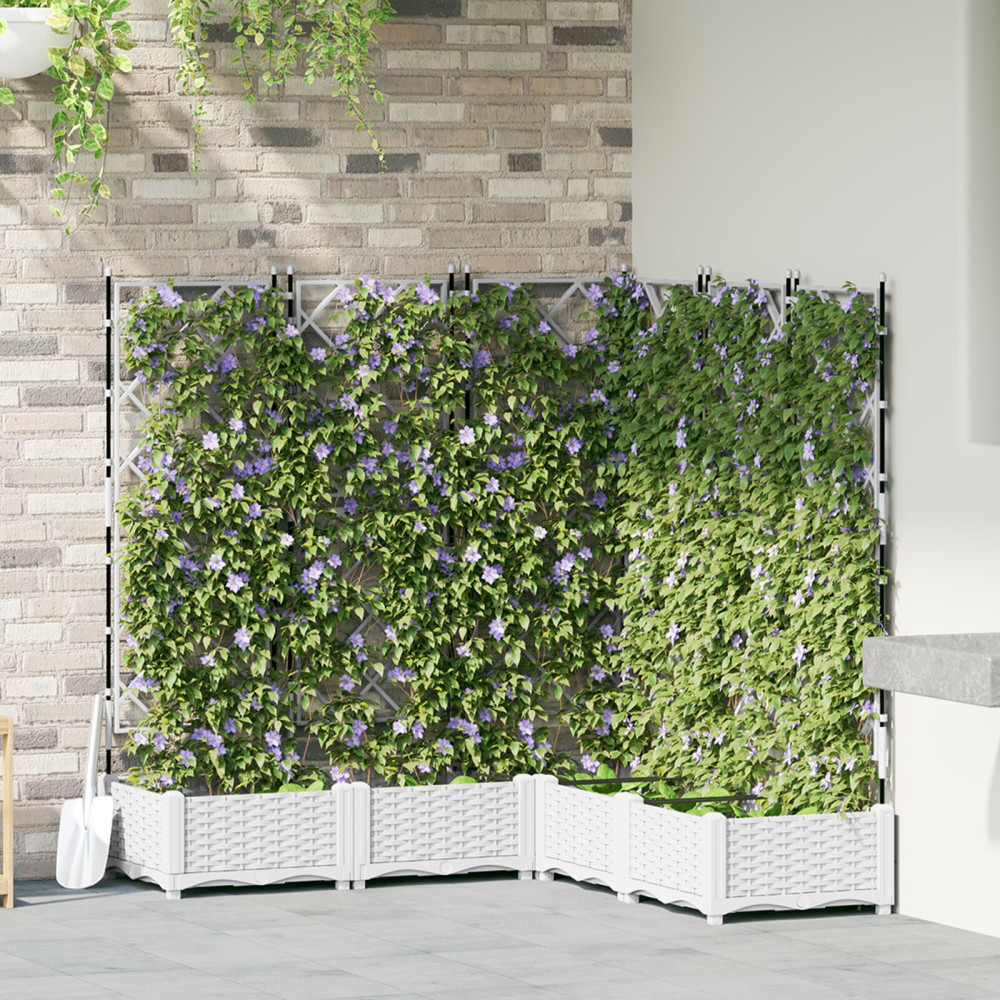 Produktbild för Trädgårdsplanterare 5 st Vit 120 x 120 x 125,5 cm PP