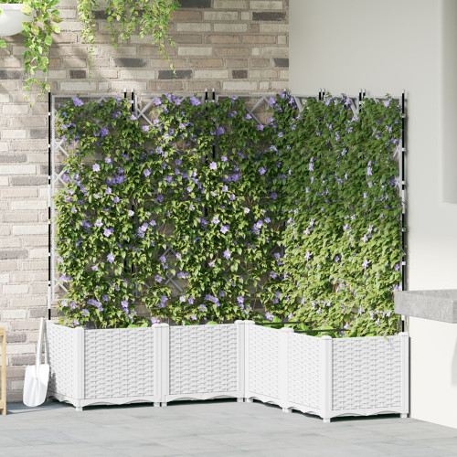 vidaXL Trädgårdsplanterare 5 st Vit 120 x 120 x 143 cm PP