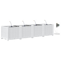Produktbild för Trädgårdsplanterare 4 st Vit 160 x 40 x 37,5 cm PP