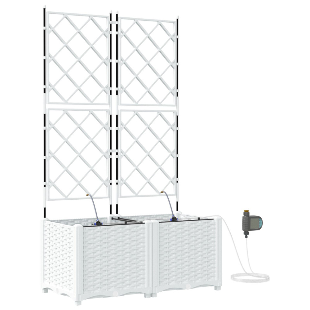 Produktbild för Trädgårdsplanterare 2 st Vit 80 x 40 x 142 cm PP