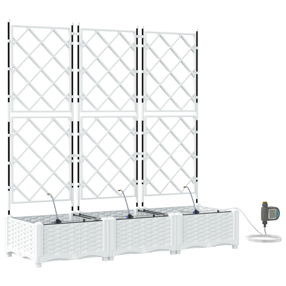 Produktbild för Trädgårdsplanterare 3 st Vit 120 x 40 x 126 cm PP