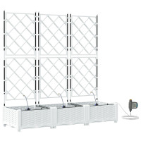 Produktbild för Trädgårdsplanterare 3 st Vit 120 x 40 x 126 cm PP