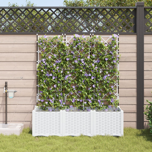 vidaXL Trädgårdsplanterare 3 st Vit 120 x 40 x 142 cm PP