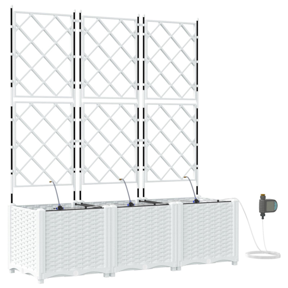 Produktbild för Trädgårdsplanterare 3 st Vit 120 x 40 x 142 cm PP