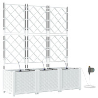 Produktbild för Trädgårdsplanterare 3 st Vit 120 x 40 x 142 cm PP
