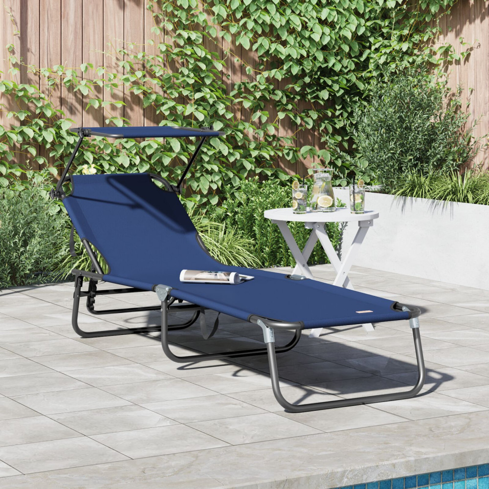 Produktbild för Hopfällbar solstol Blå 190 x 57 x 81 cm oxford