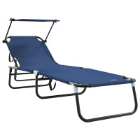 Produktbild för Hopfällbar solstol Blå 190 x 57 x 81 cm oxford