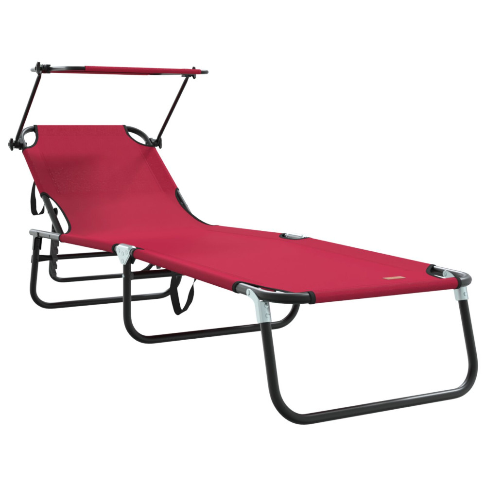 Produktbild för Hopfällbar solstol Röd 190 x 57 x 81 cm oxford