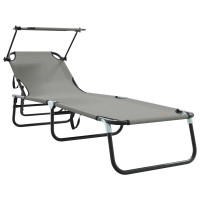 Produktbild för Hopfällbar solstol Grå 190 x 57 x 81 cm oxford