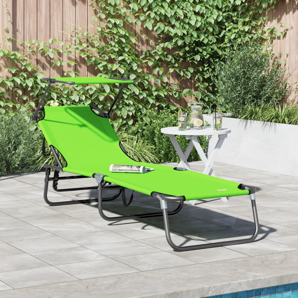Produktbild för Hopfällbar solstol Grön 190 x 57 x 81 cm oxford