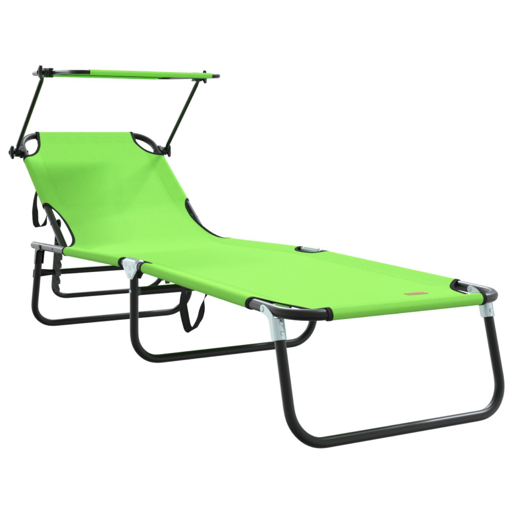 Produktbild för Hopfällbar solstol Grön 190 x 57 x 81 cm oxford