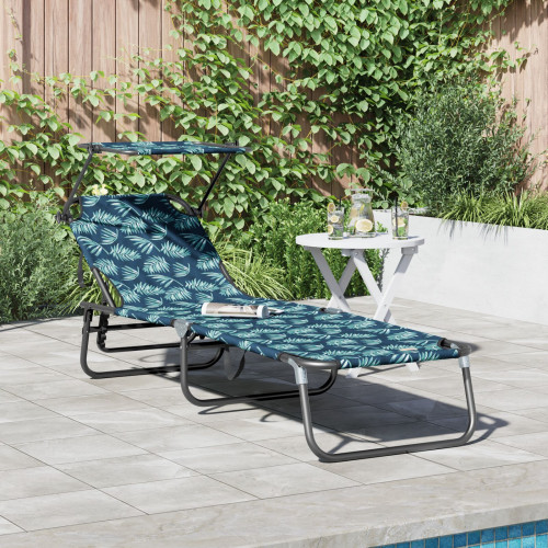 vidaXL Hopfällbar solstol Flerfärgsdesign 190 x 57 x 81 cm oxford