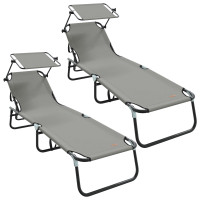 Produktbild för Hopfällbar solstol 2 pcs Grå 190 x 57 x 81 cm oxford