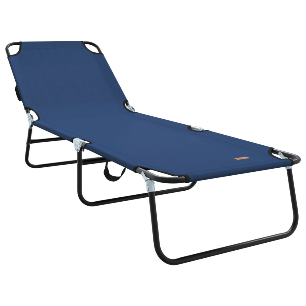 Produktbild för Hopfällbar solstol Blå 188 x 57 x 86,5 cm Polyester