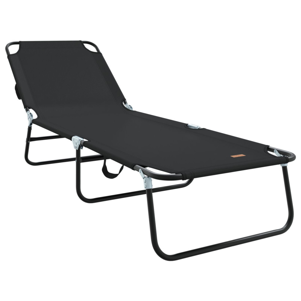 Produktbild för Hopfällbar solstol Svart 188 x 57 x 86,5 cm Polyester