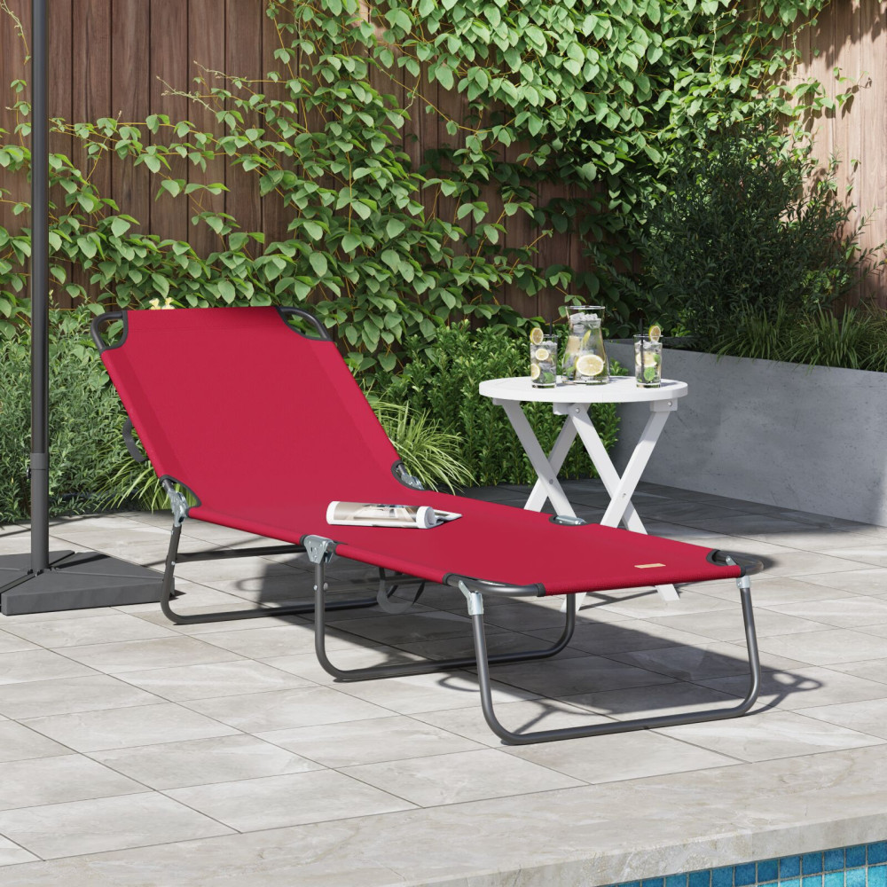 Produktbild för Hopfällbar solstol Röd 188 x 57 x 86,5 cm Polyester
