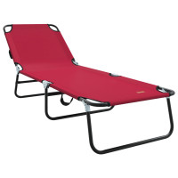 Produktbild för Hopfällbar solstol Röd 188 x 57 x 86,5 cm Polyester