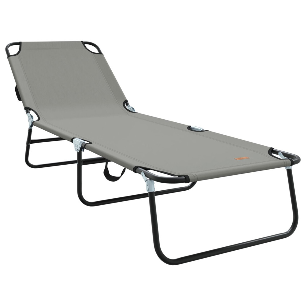 Produktbild för Hopfällbar solstol Grå 188 x 57 x 86,5 cm Polyester
