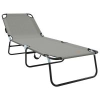 Produktbild för Hopfällbar solstol Grå 188 x 57 x 86,5 cm Polyester