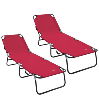 Produktbild för Hopfällbar solstol 2 pcs Röd 188 x 57 x 86,5 cm Polyester