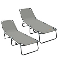 Produktbild för Hopfällbar solstol 2 pcs Grå 188 x 57 x 86,5 cm Polyester