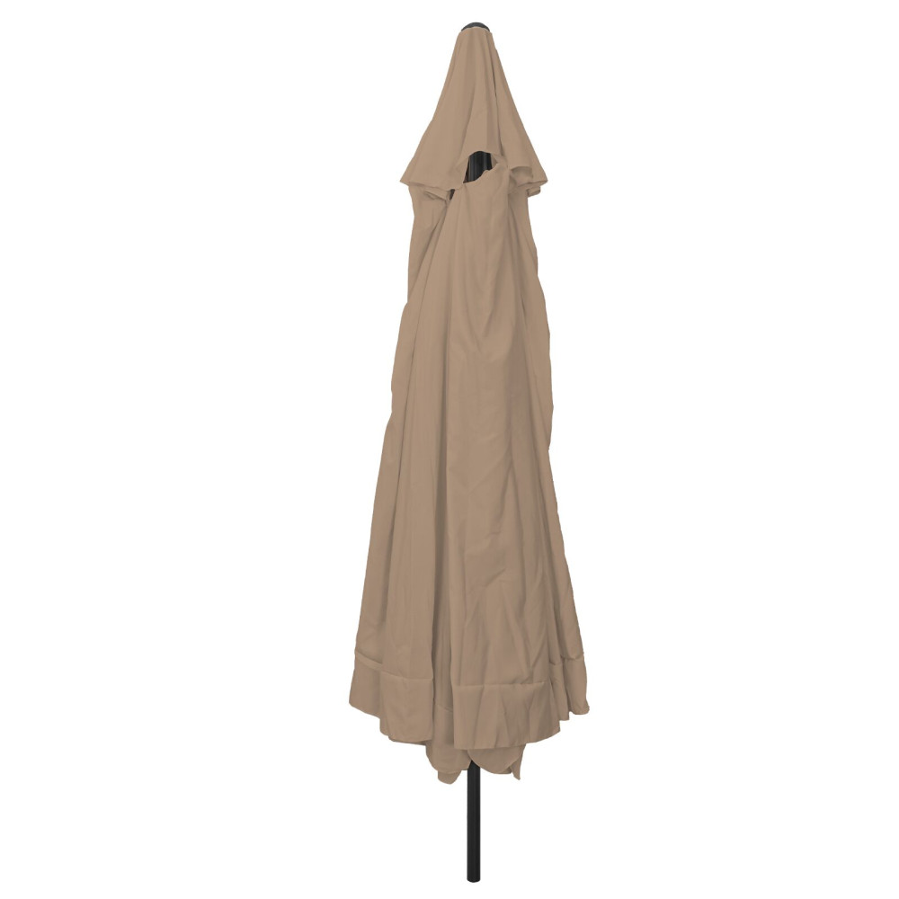 Produktbild för Trädgårdsparasol Taupe 394 x 394 x 248 cm Polyester och Stål
