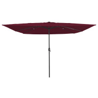 Produktbild för Trädgårdsparasol Bordeaux Röd 295 x 295 x 245 cm
