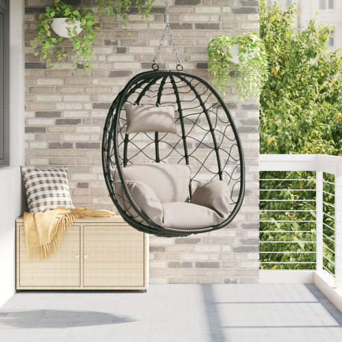 vidaXL Hängande äggstol Taupe 91,5 x 54,5 x 107 cm konstrotting