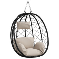 Produktbild för Hängande äggstol Taupe 91,5 x 54,5 x 107 cm konstrotting