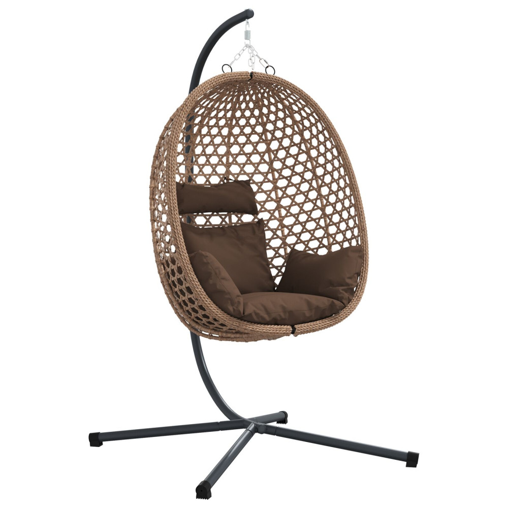 Produktbild för Hängande äggstol Brun 104 x 100 x 191 cm konstrotting