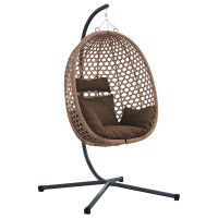 Produktbild för Hängande äggstol Brun 104 x 100 x 191 cm konstrotting