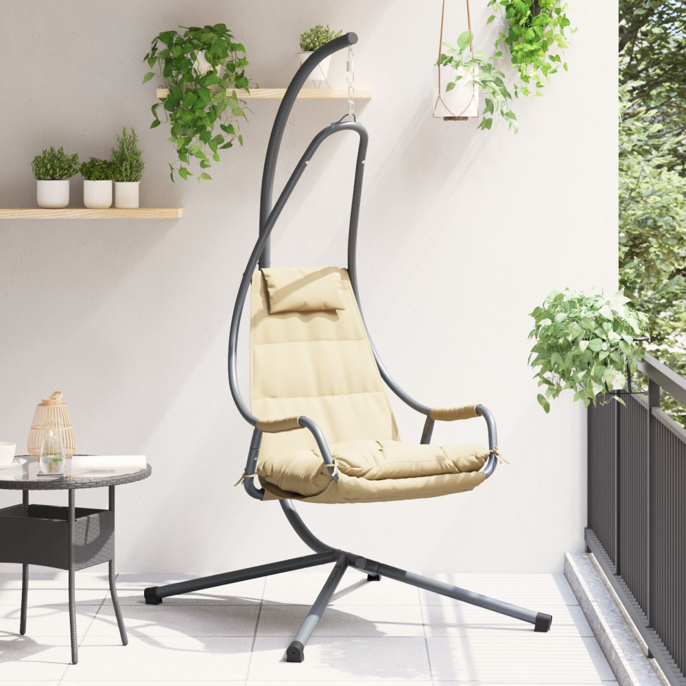 Produktbild för Hängande äggstol Beige 94 x 107 x 196,5 cm Stål